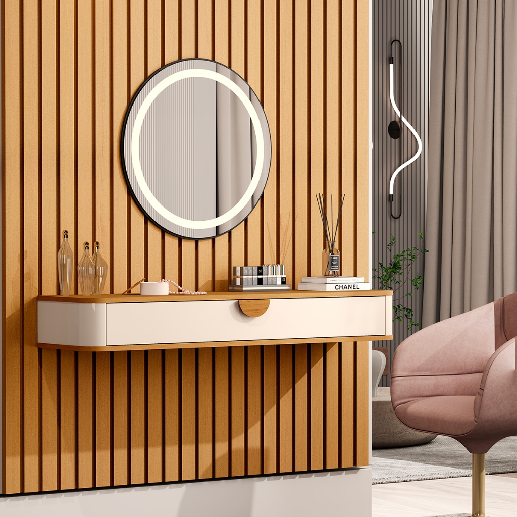 Aparador Suspenso Decorativo Cantos Curvos Porta Basculante AJP Móveis em Oferta na Shopee