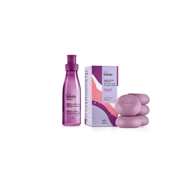 Natura ameixa e flor de baunilha - Body splash + caixa de sabonete