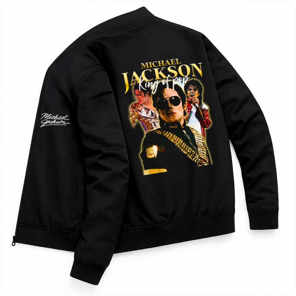 Jaqueta Michael Jackson King Rei do Pop Lançamento Novo Filme 2026 Frente e Costa Dangerous Esportiva Bomber Thriller
