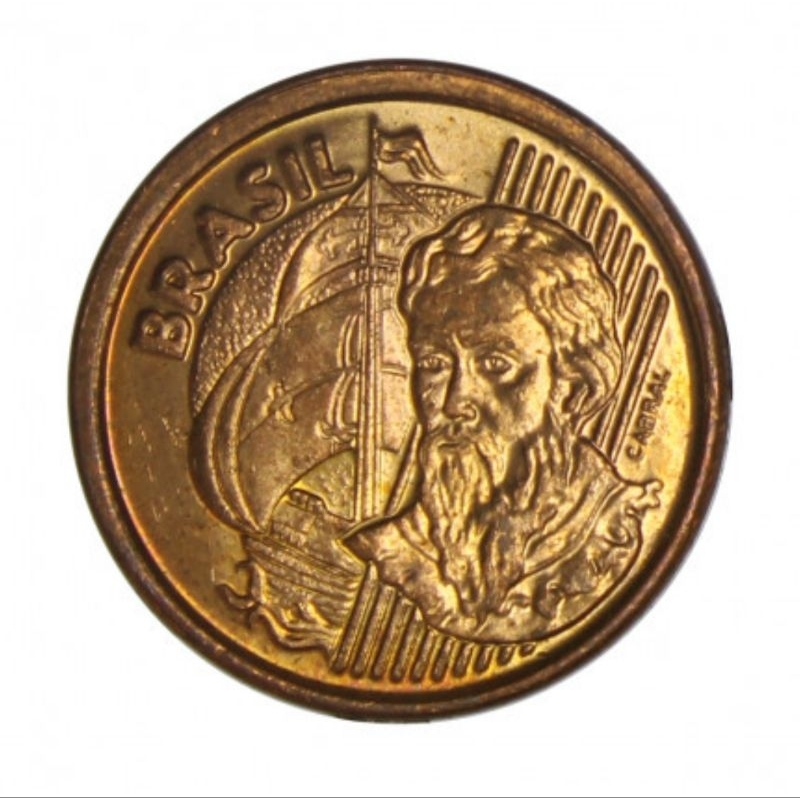 Moeda de 1 centavo, Brasil, 1998 , 2000 ou 2001 , em ótimo estado de conservação.
