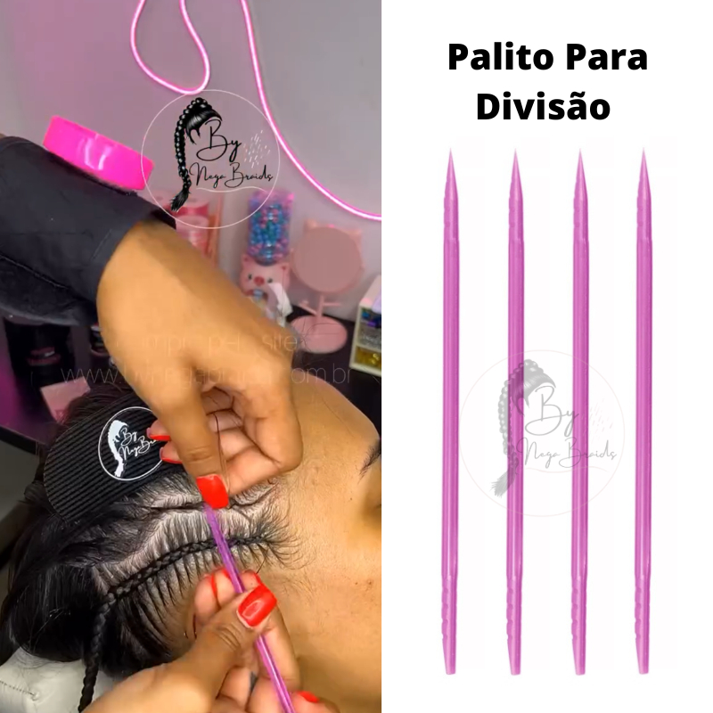 Palito para divisão de tranças Palito para Trança Palito Rosa Manicure Santa Clara