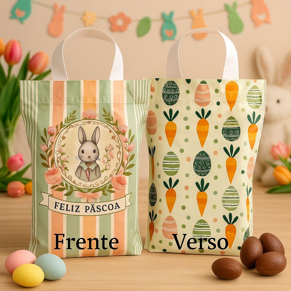 Sacola Plástica Alça fita de Páscoa tam 30x45 e 40x50 com 75/100 em Oferta na Shopee