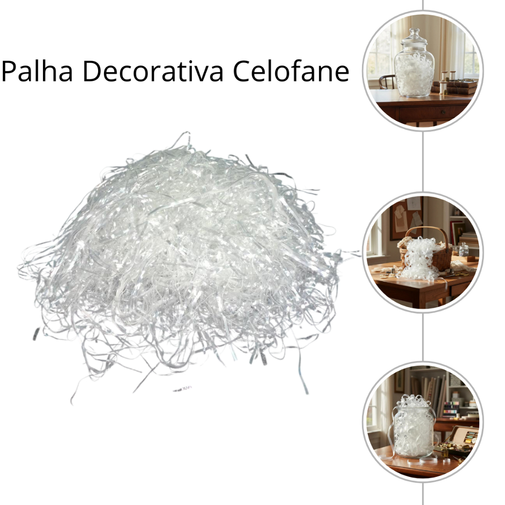 Palha Decorativa Celofane  Incolor Para Cestas e Decorações Pacote de Palha 100g ou 200g em Oferta na Shopee