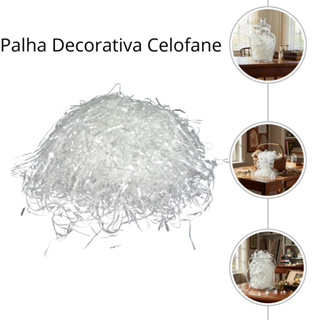 Palha Decorativa Celofane  Incolor Para Cestas e Decorações Pacote de Palha 100g ou 200g em Oferta na Shopee