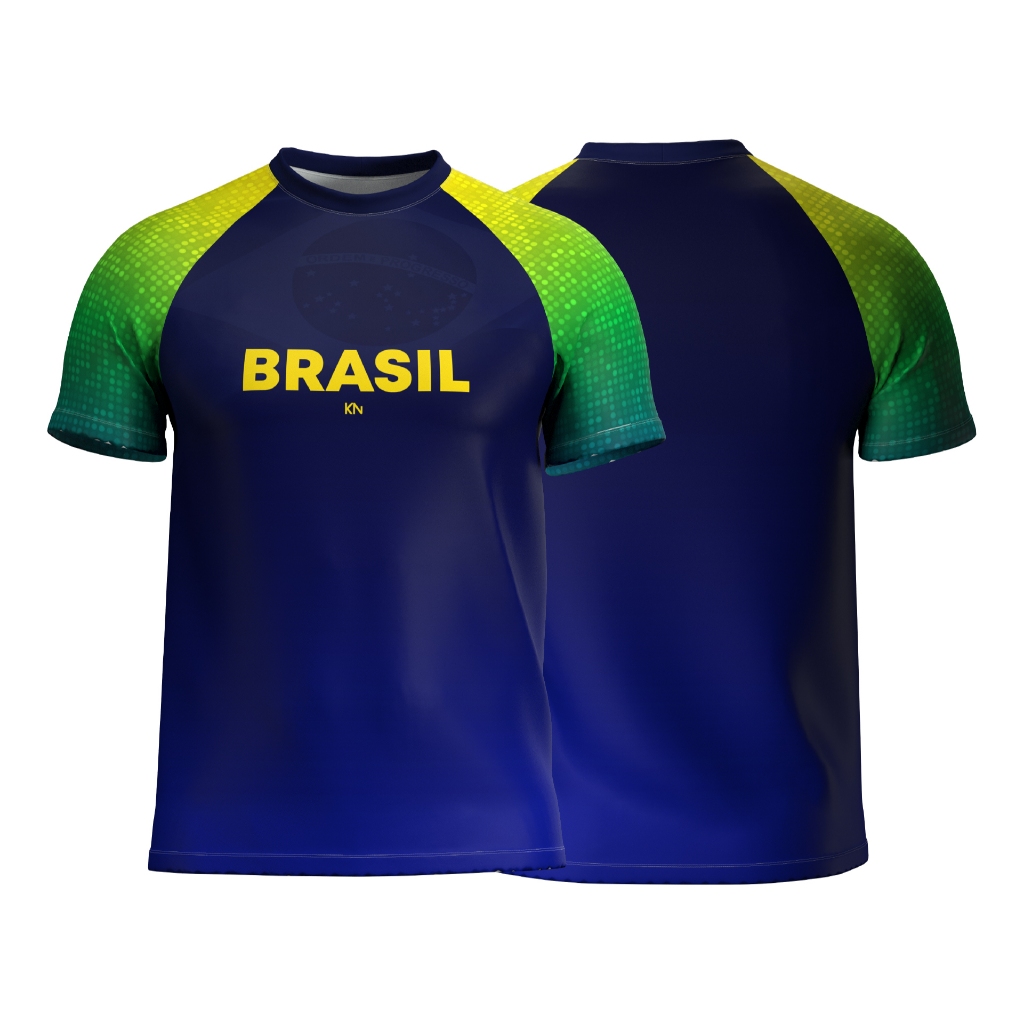 Camiseta Esportiva Gola Careca Malha Dry Soft Leve e Fresca Brasil Brasileira — imagem 2 de 2