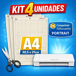 Kit 4 Base de Corte A4 (com Cola) Compatível Silhouette Portrait 1 à 4 + Liner Protetor em Oferta na Shopee