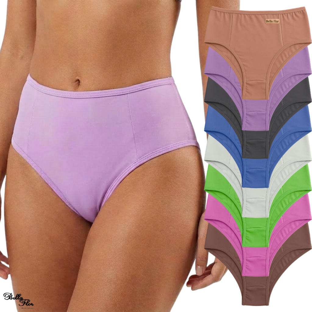 KIT com 10 Calcinhas Calçola ZERO CULOTE Cintura Alta Lisa Redutora Luxo Lateral Larga Conforto