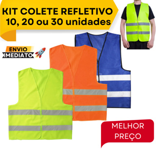 Kit Colete Refletivo Segurança Sinalização Obra Transito Motoboy Rodovias Construção Ciclista Indústria Blusão em Oferta na Shopee
