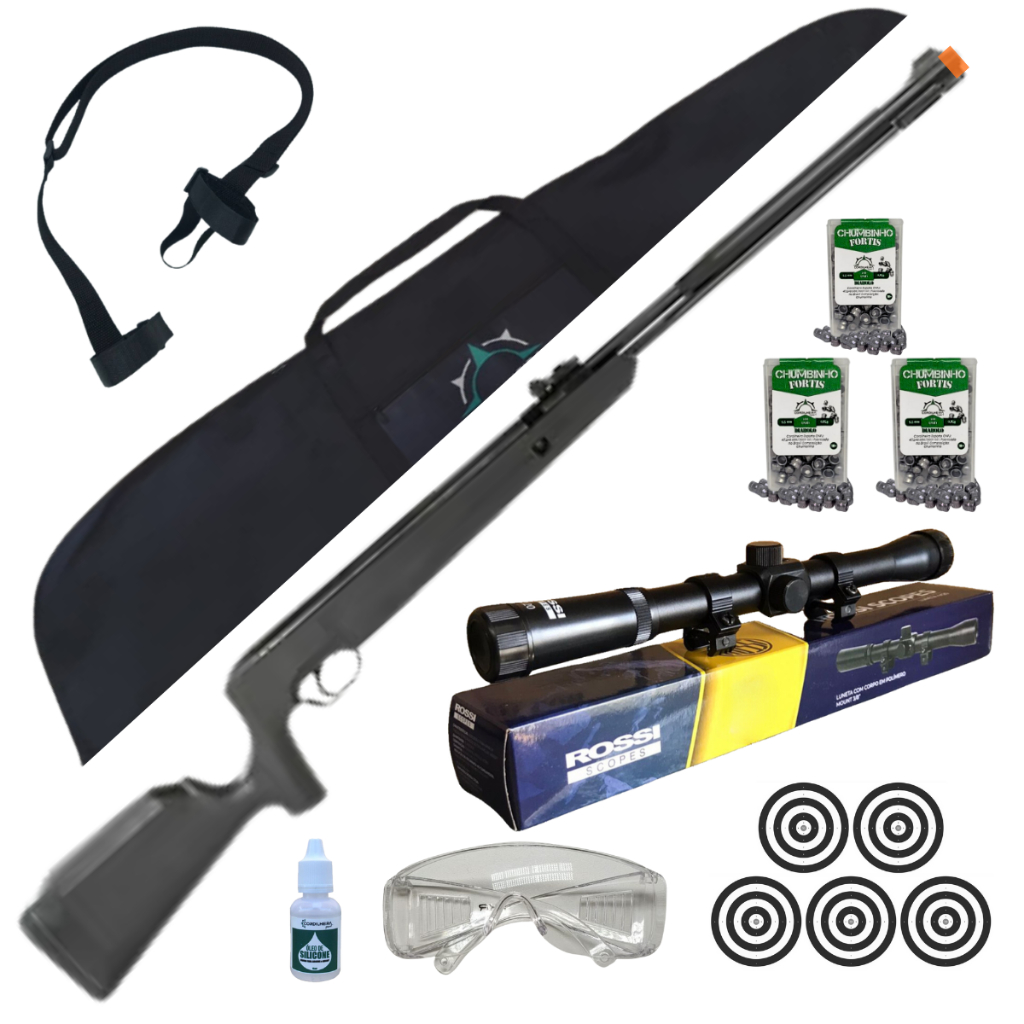 Carabina Naja 2.0 5.5mm + Luneta 4x20 + Chumbinhos Capa Bandoleira Alvos Óculos Óleo em Oferta na Shopee