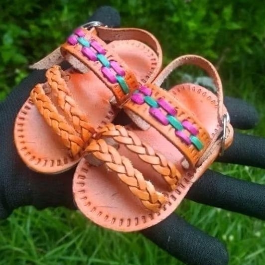 Sandália Percata chinelo bebê infantil  Moana aniversário Couro