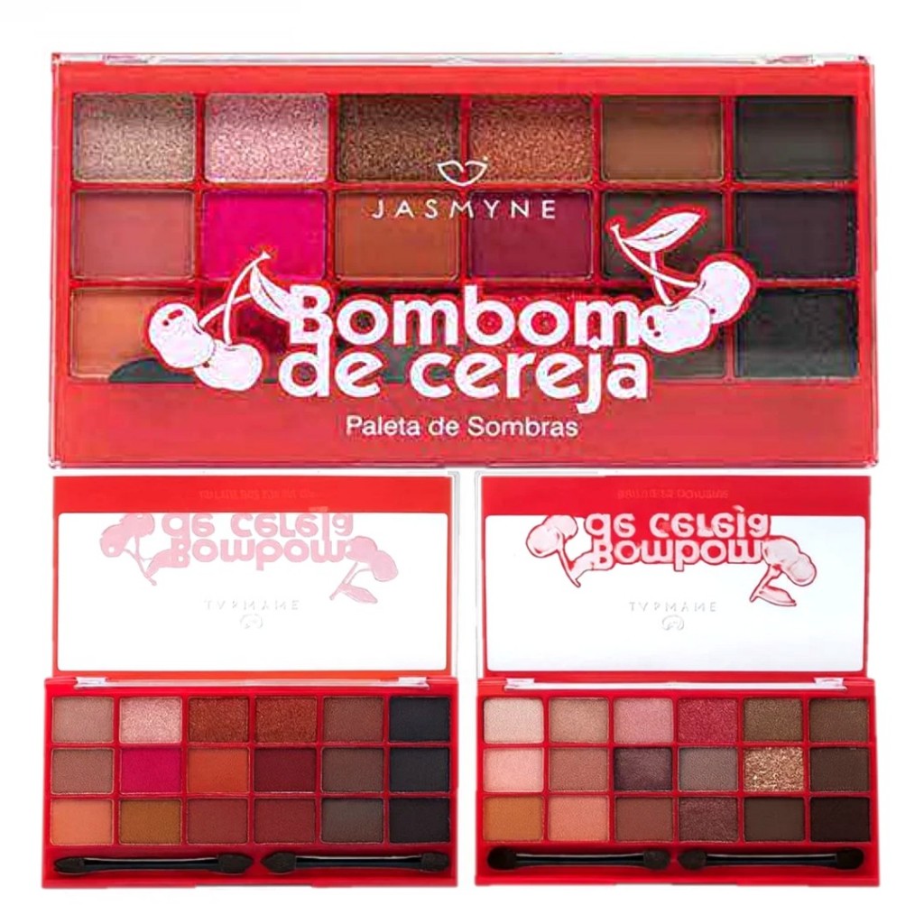 Paleta de Sombras Nude, Neutras e Coloridas Jasmyne alta Pigmentação, Tons Matte e Cintilantes