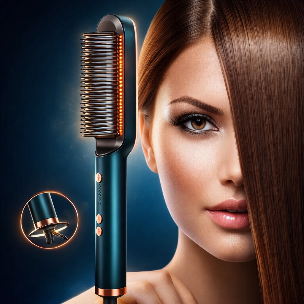 Escova Alisadora Profissional 5 em 1 Bivolt – Alinha, Modela, Anti-Frizz em Oferta na Shopee