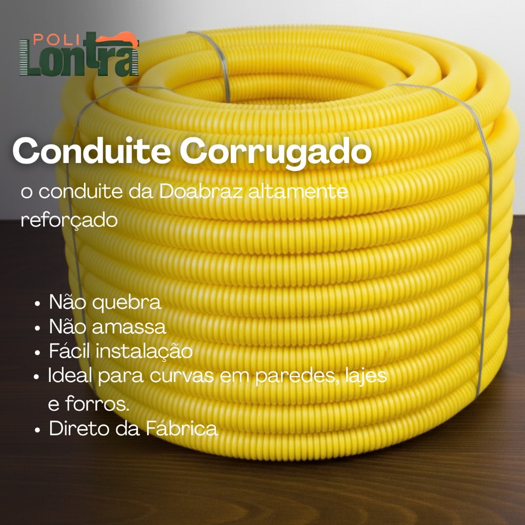 Conduite Corrugado Reforçado Amarelo  3/4 X 100 mts