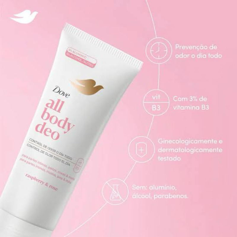 Dove All Body Deo Creme (75g) Raspberry & Rose em Oferta na Shopee