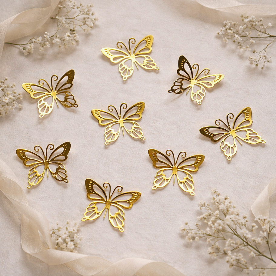 50 borboletas de papel douradas aplique topper festa decoração colagem borboleta topo em Oferta na Shopee
