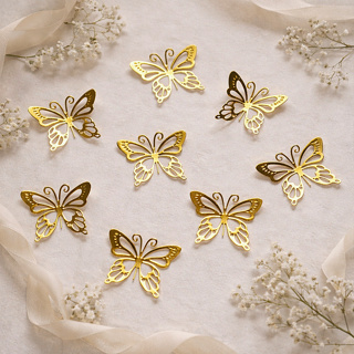 50 borboletas de papel douradas aplique topper festa decoração colagem borboleta topo em Oferta na Shopee