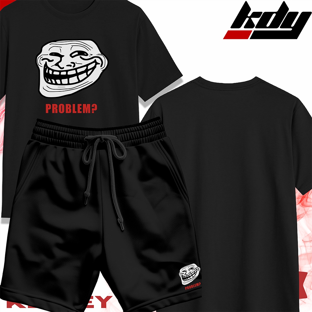 KIT Camisa Streetwear 100% Algodão e Bermuda Mauricinho Unissex Estampa TROLL PROBLEM