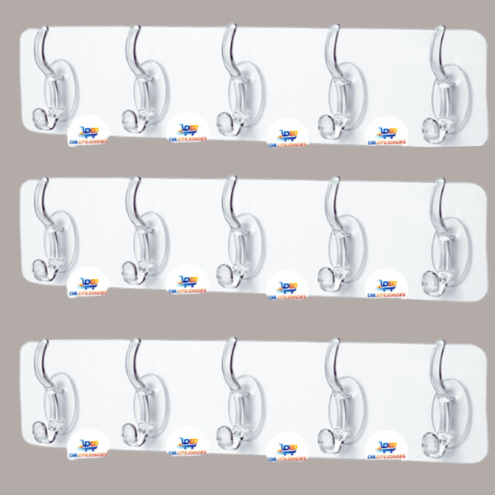 Kit Gancho Adesivo Transparente para Parede Sem Furos Conjunto com 05 ganchos – Suporta até 1kg em Oferta na Shopee