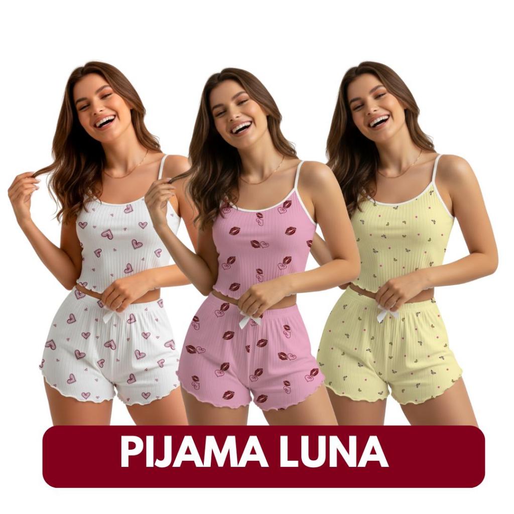 PIJAMA LUNA CANELADO MODERNO E DELICADO CONFORTÁVEL em Oferta na Shopee
