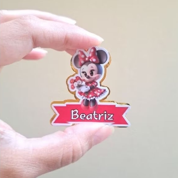Aplique 3D personalizado com lamicote tema Minnie vermelha tamanho 6cm para lembrancinhas-festa-aniversário-tag