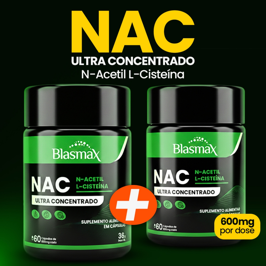 NAC 600mg N-Acetil L-Cisteína | KIT 2 | Antioxidante, Fígado e Imunidade | 120 Cápsulas – Blasmax em Oferta na Shopee