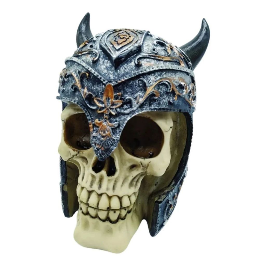 Cofre Cranio Caveira Guerreia Vikings Prata Caveirão