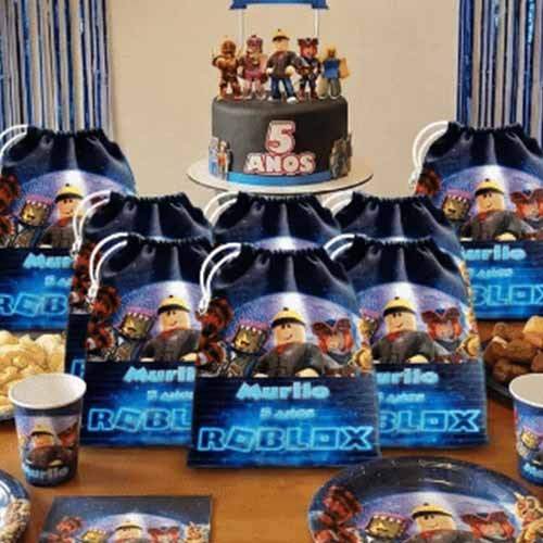10 sacolinhas personalizada tecido ROBLOX  para lembrancinhas de festa de aniversario 30cmx20cm