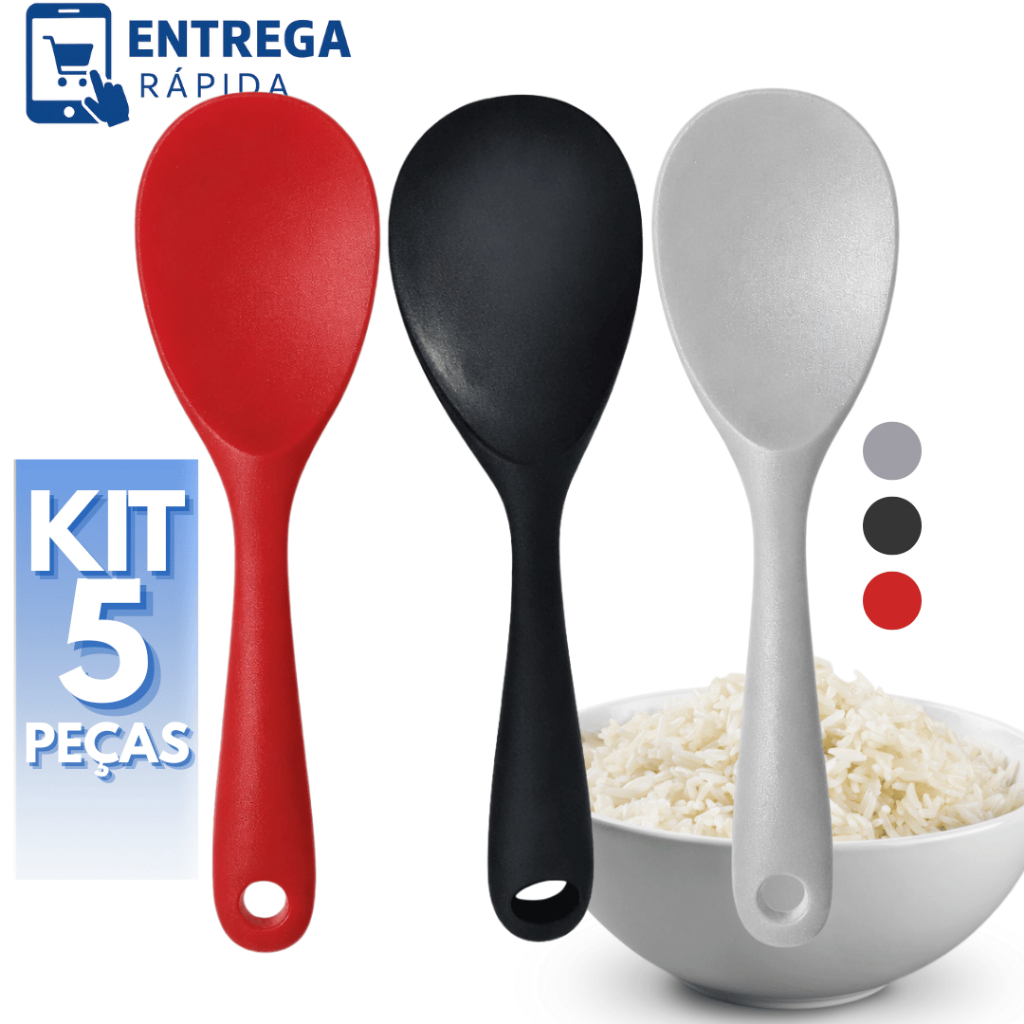 Kit 5 Colher de Silicone 21,5cm Cabo Curto Antirriscos BPA Free Utensílios para Cozinha Escolha Cor em Oferta na Shopee