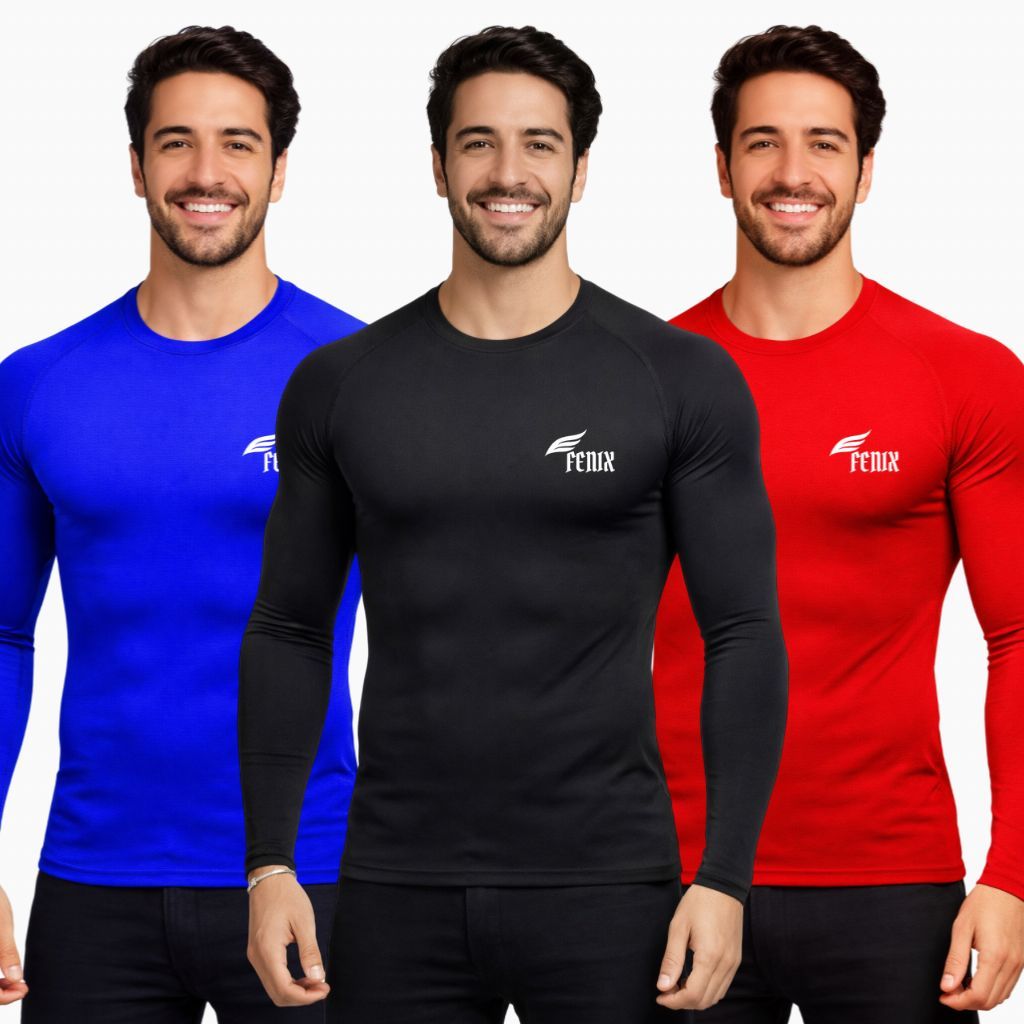 Kit Com 3 Camisas Térmicas Proteção Solar UV 50+ Unissex em Oferta na Shopee