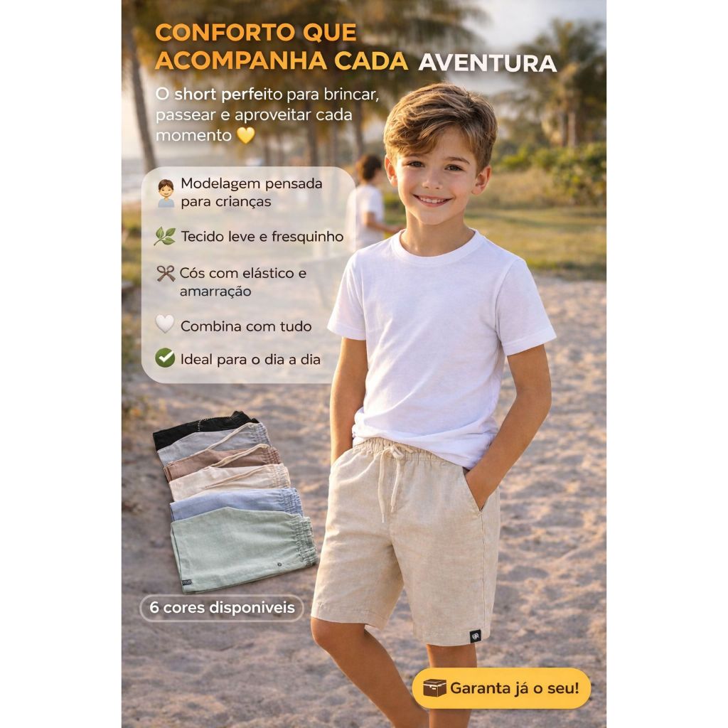 Bermuda Mauricinho Infantil Juvenil Linho Algodão Moda Casual Verão em Oferta na Shopee