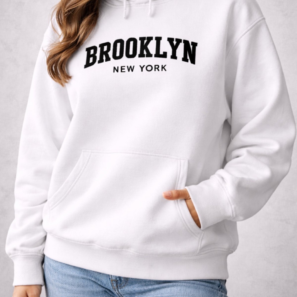 Moletom Canguru Com Touca Blusa De Frio Flanelada  Escrito Brooklyn