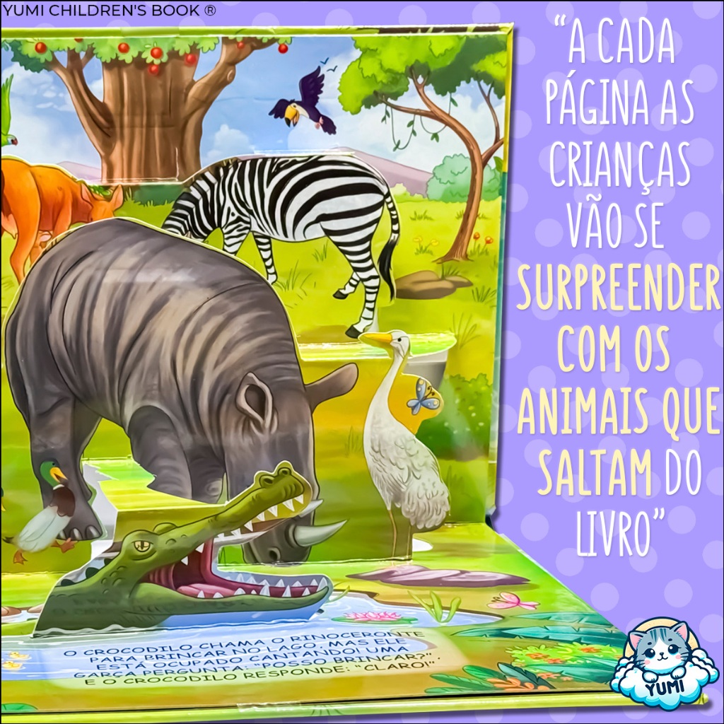 Livro Infantil Pop-up No Meio Da Selva Em 3d | Animais Interativos | Capa Dura Livro Educativo Colecionável · foto 2