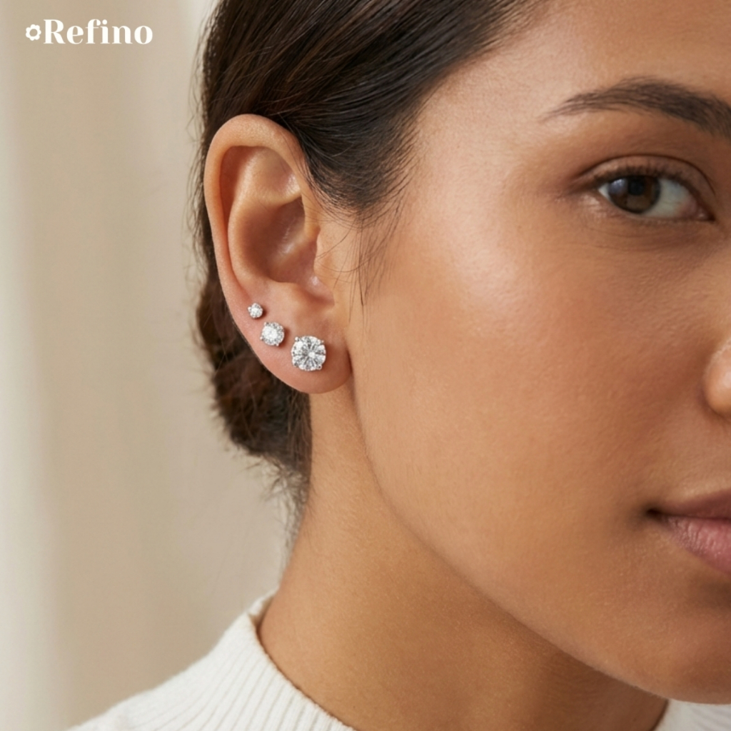 Trio Brinco Redondo Prata 925 Ponto De Luz Zircônia 3 Pares 3/4/5mm em Oferta na Shopee