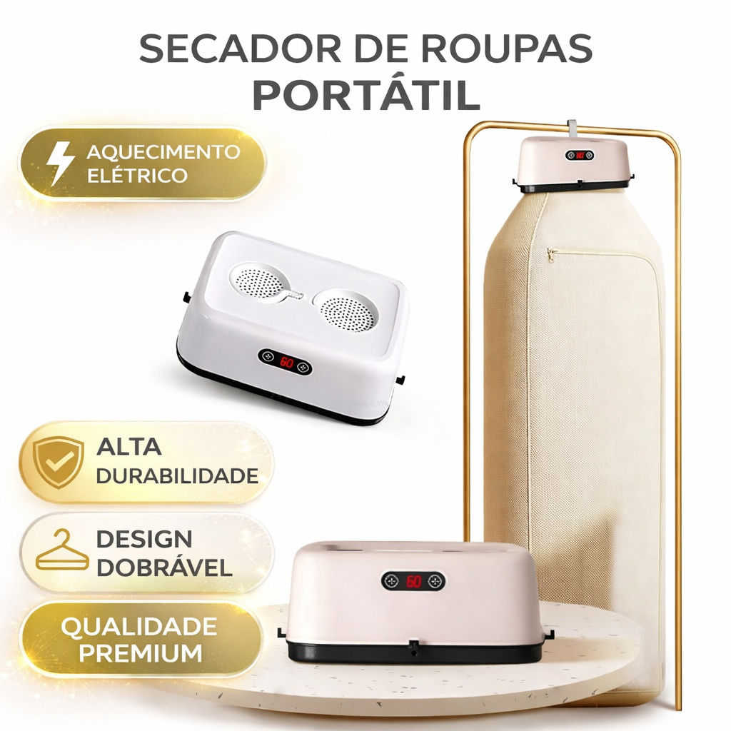 Secador Portátil de Roupas Elétrico com Varal Dobrável e Forro Protetor