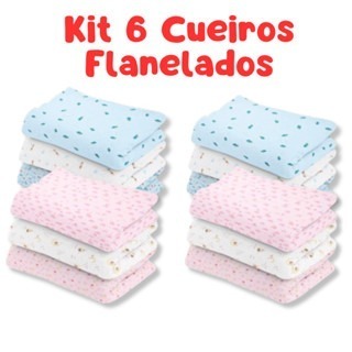 Kit Cueiro Estampado Flanelado Bebê 80X50CM Caricia Minasrey em Oferta na Shopee