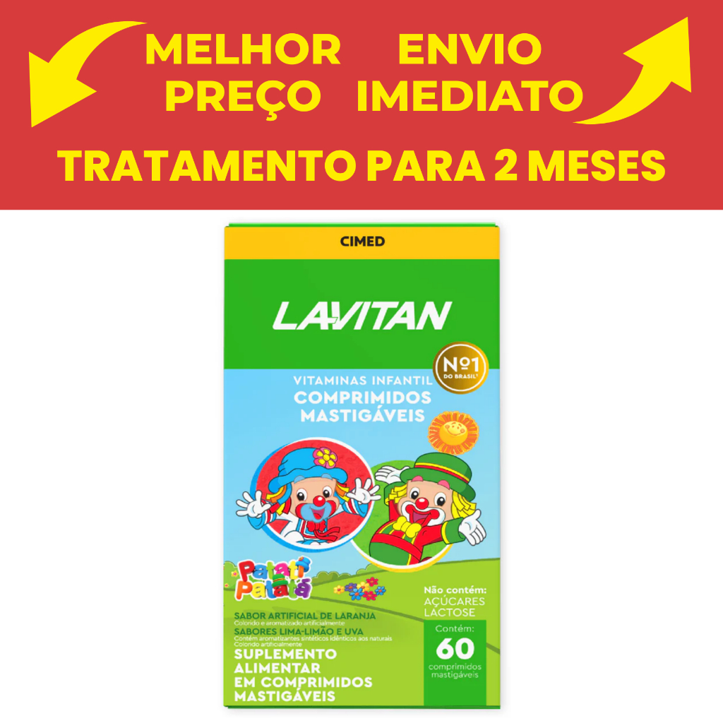 Lavitan Kids Vitamina Infantil Imunidade Patati Patata Mix De Sabores Cimed 60 CPR Mastigaveis ®