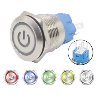 Botão Inox 16mm com LED À prova d'água 12 -24 V Interruptor On Off em Oferta na Shopee