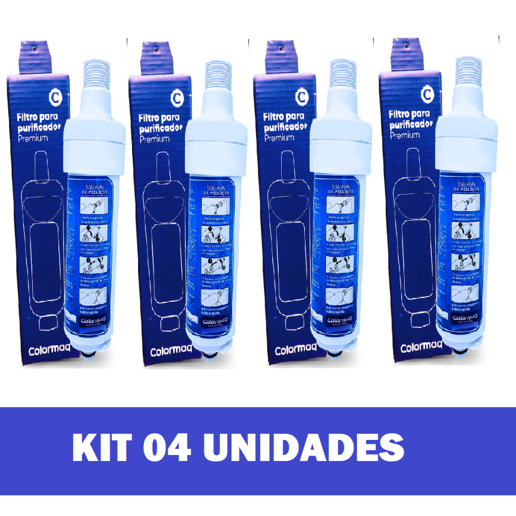 Refil Filtro Vela Purificador de Água Carvão Ativado Original Colormaq Premium Kit 4 unidades