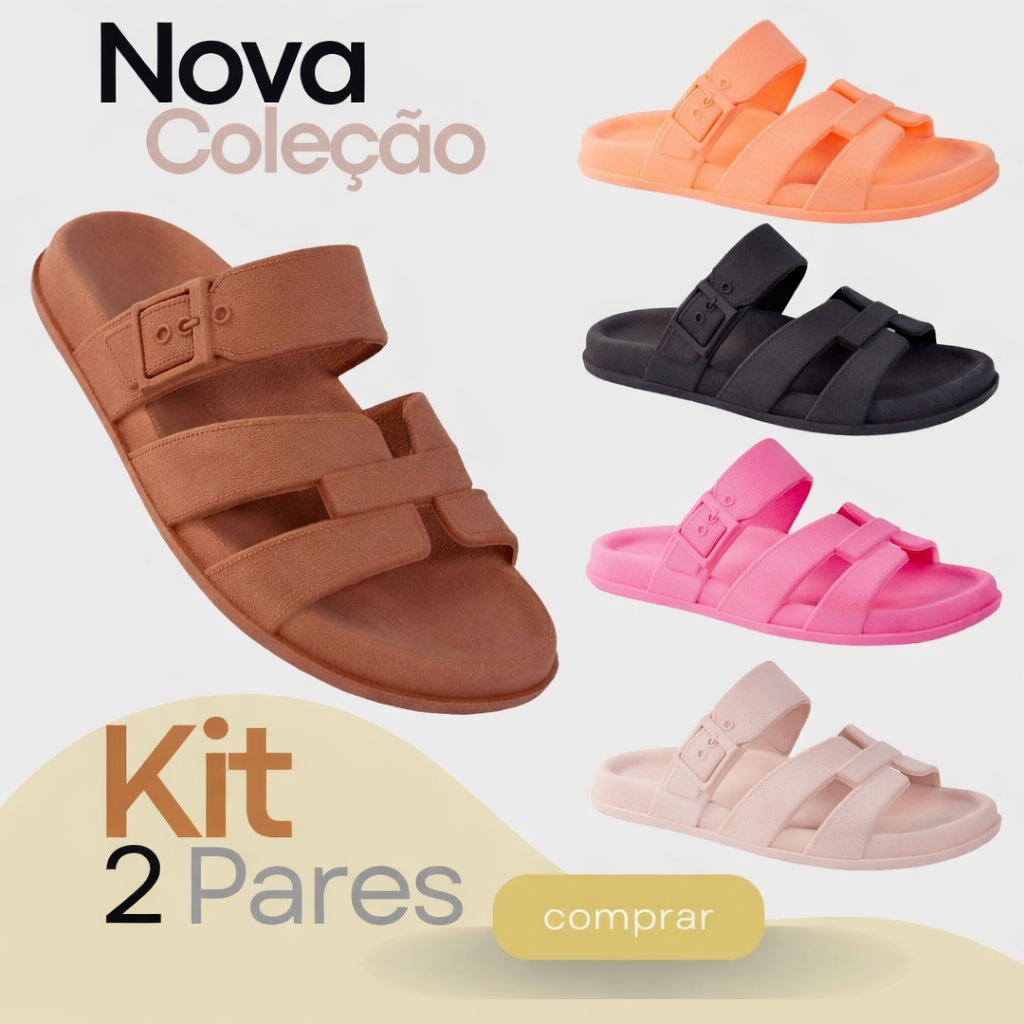 Kit 2 Pares Chinelo Nuvem Slide Feminino Moda Confortável Macio Leve Promoção Mo