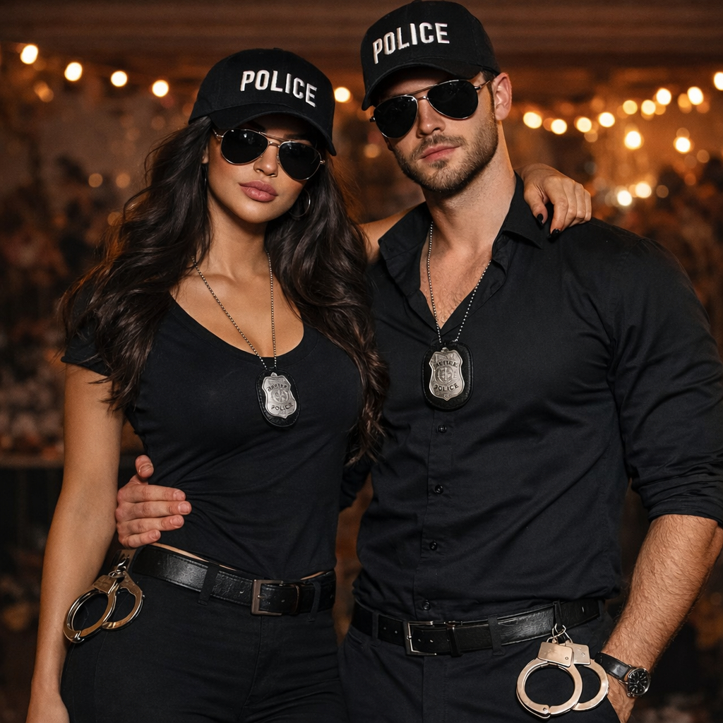 Kit Fantasia Policial com Óculos Boné Algema e Distintivo em Oferta na Shopee