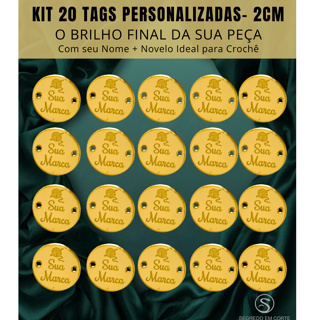 Kit 20 Medalhas Tag Crochê Acrílico Espelhado 2cm - Personalizada com Mesmo Nome e Novelo - Etiqueta de Luxo em Oferta na Shopee