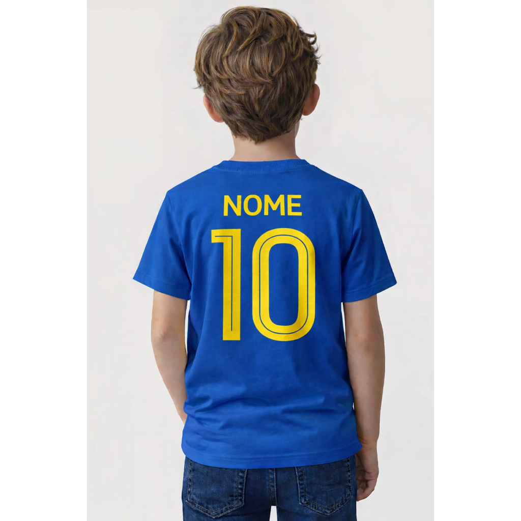 Camiseta Infantil e Adulto Personalizada Camisa 10 Brasil Bandeira Malha 100% Algodão Blusa Copa
