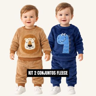 Kit 2 Conjuntos Fleece Inverno Infantil Bebê P/ Frio Peluciado Bebê Infantil Quentinho em Oferta na Shopee