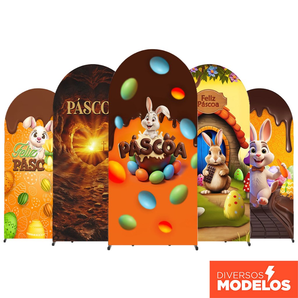 Capa Painel Romano Páscoa Em Tecido Sublimado com Elástico 2x1m Decoração Festa - Diversos Modelos