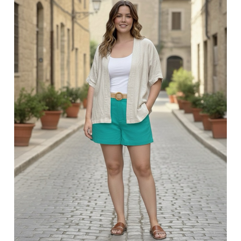Conjunto em Linho Shorts mais Kimono