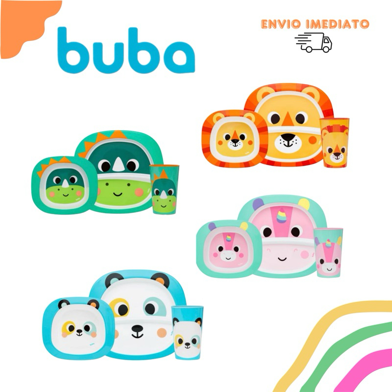 Kit Alimentação Bebê / Kit Refeição Infantil Zoo Buba 3 Peças em Oferta na Shopee