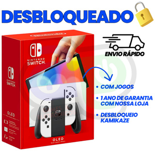 Nintendo Switch OLED Desbloqueado Novo + Cartão SD Original + 1 Ano Garantia em Oferta na Shopee