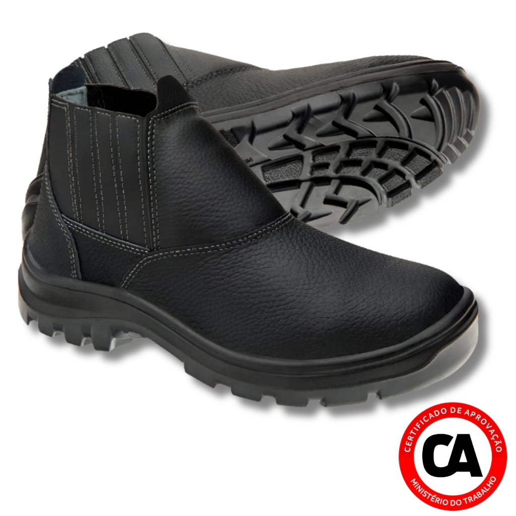Bota Botina Unissex Elastico de Segurança Vulcaflex Marluvas para Pedreiro Obra 10VB48-BP Bico PVC CA 43377