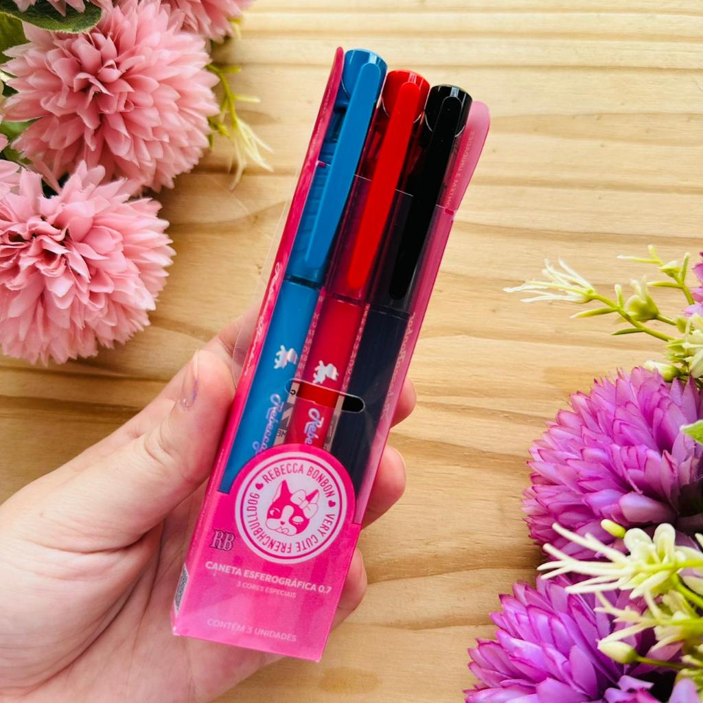 Conjunto de 3 Canetas Esferográficas Rebecca BonBon SkyPaper em Oferta na Shopee