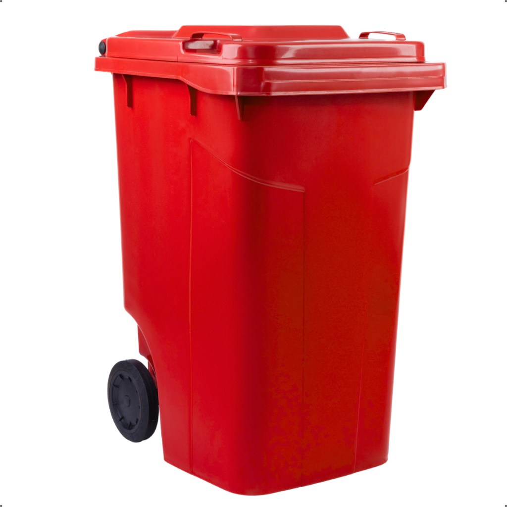 Lixeira Seletiva Grande Conteiner de Plástico Com Rodas e Com Tampa 240 Litros Vermelho